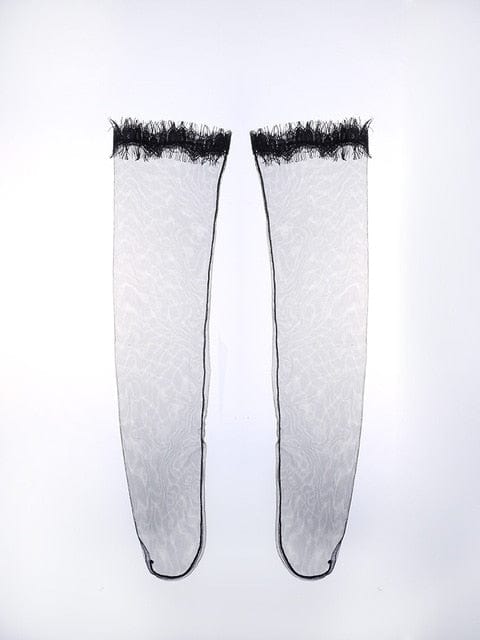 Ladies Sexy Spring Summer Socks Gauzy Lace Ankle Socks - Black - Luxury Accessories by WAAMII