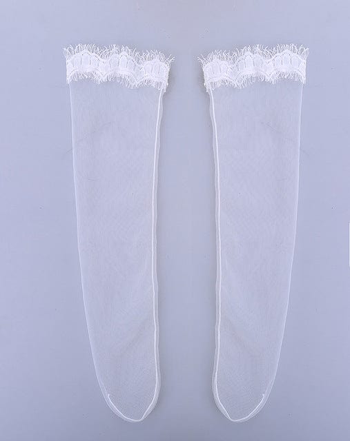Ladies Sexy Spring Summer Socks Gauzy Lace Ankle Socks - White - Luxury Accessories by WAAMII