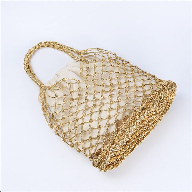 Lesley Hollow Woven Netted Handbag Beach Bag - - Luxury bags by WAAMII
