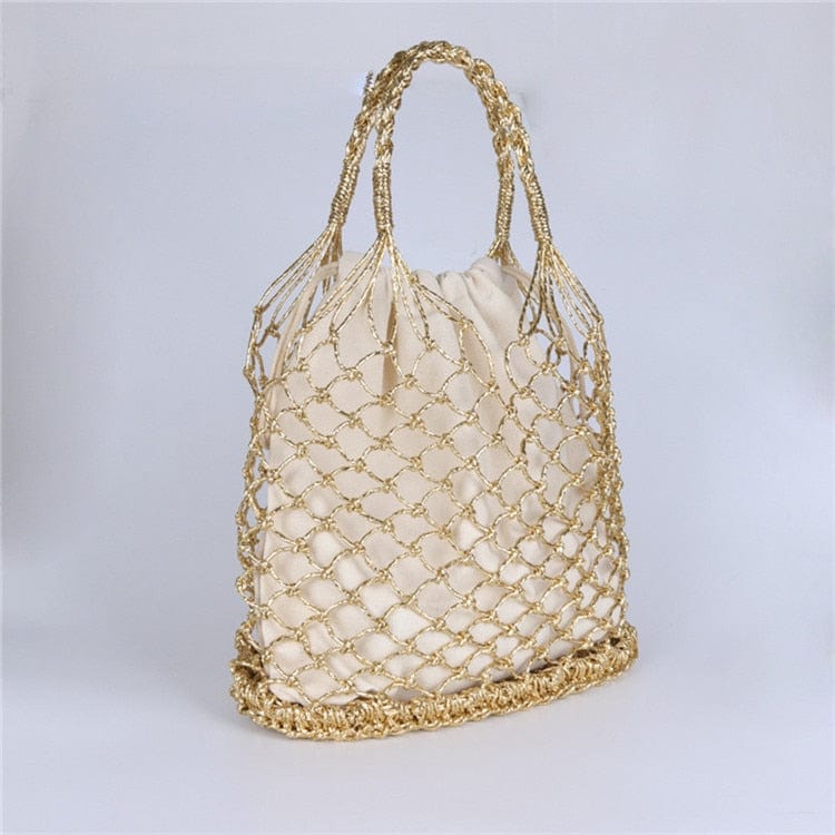 Lesley Hollow Woven Netted Handbag Beach Bag - - Luxury bags by WAAMII