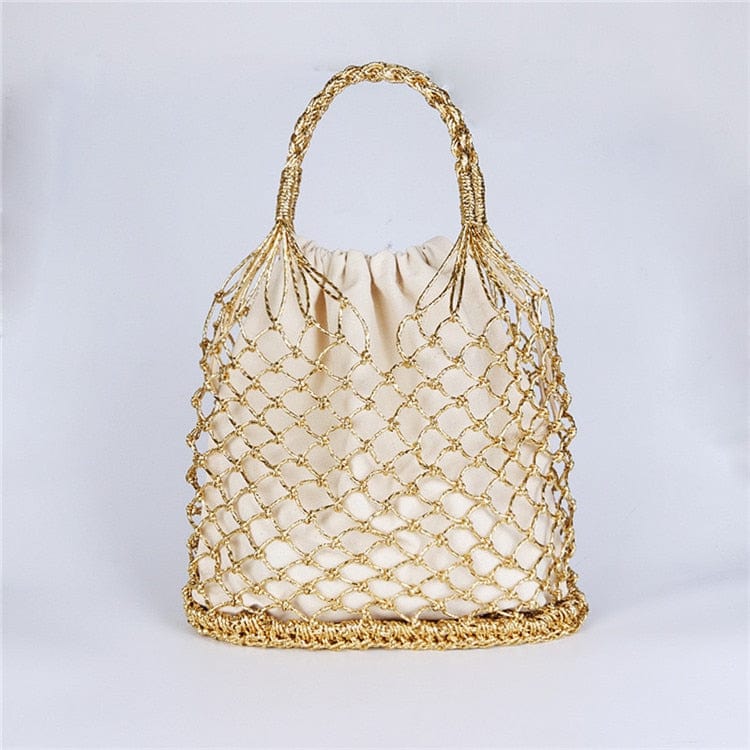 Lesley Hollow Woven Netted Handbag Beach Bag - - Luxury bags by WAAMII