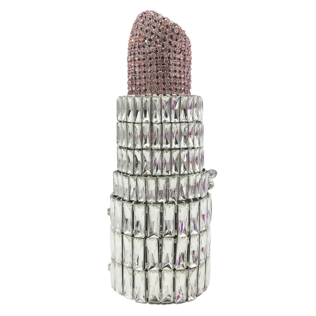 Lipstick Crystal Purse Rhinestone Clutch Evening Handbag bags WAAMII