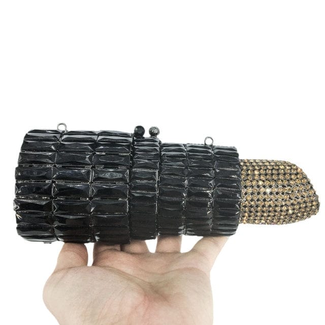 Lipstick Crystal Purse Rhinestone Clutch Evening Handbag - - Luxury bags by WAAMII