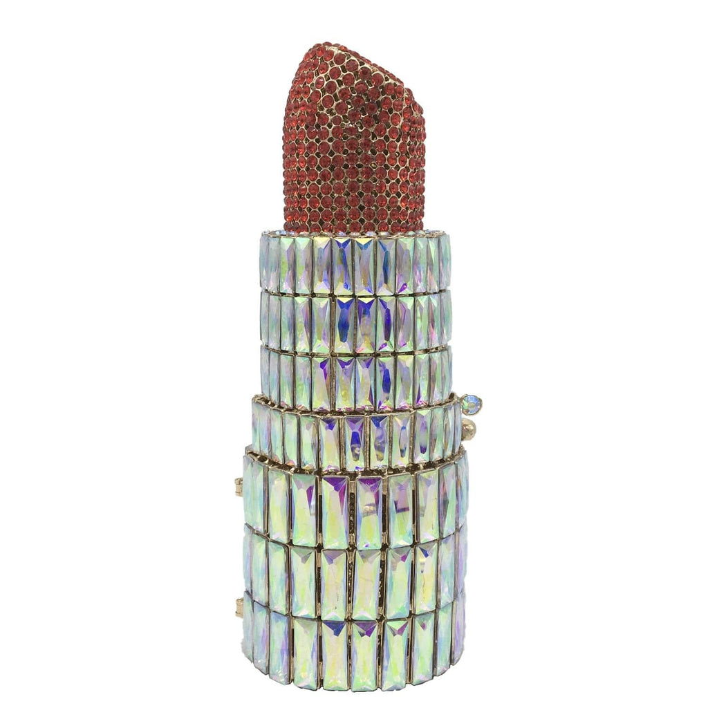 Lipstick Crystal Purse Rhinestone Clutch Evening Handbag - 01 Mini Size - Luxury bags by WAAMII