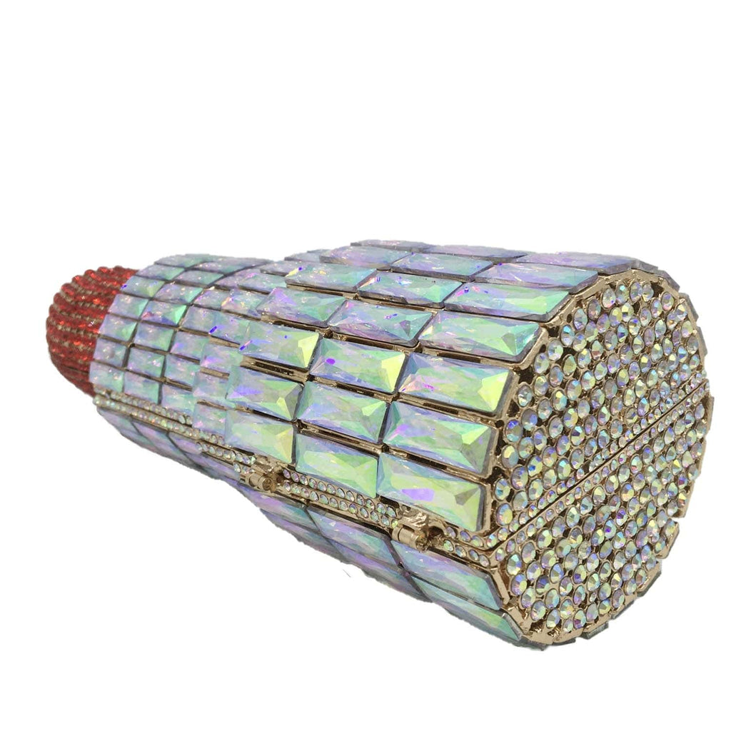 Lipstick Crystal Purse Rhinestone Clutch Evening Handbag - - Luxury bags by WAAMII