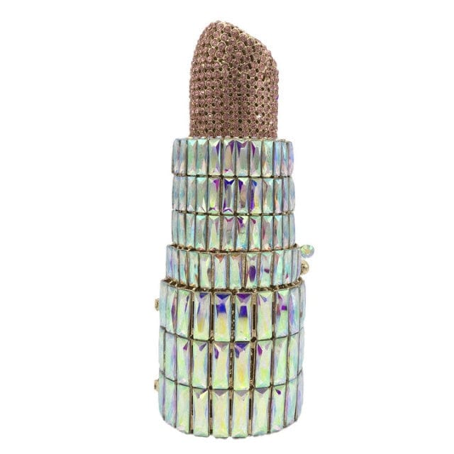 Lipstick Crystal Purse Rhinestone Clutch Evening Handbag - 04 Mini Size - Luxury bags by WAAMII
