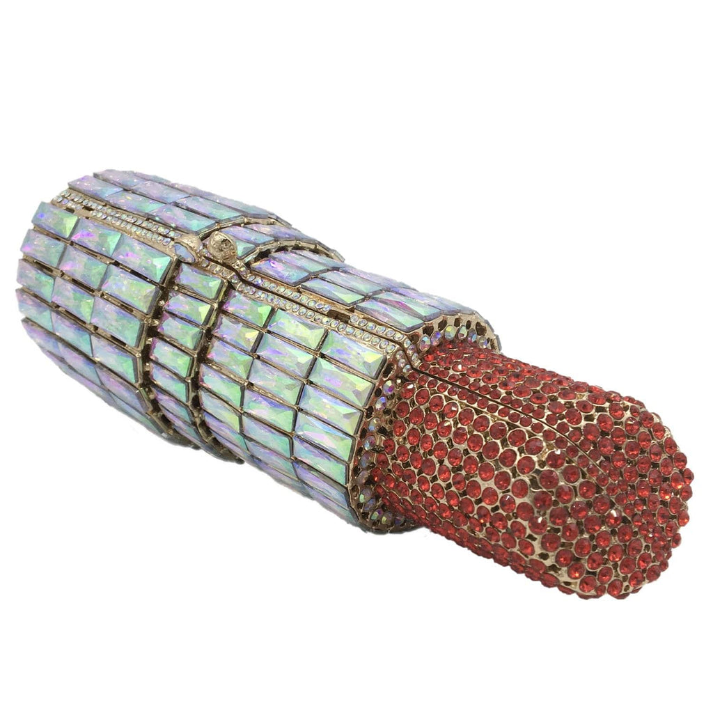 Lipstick Crystal Purse Rhinestone Clutch Evening Handbag - - Luxury bags by WAAMII