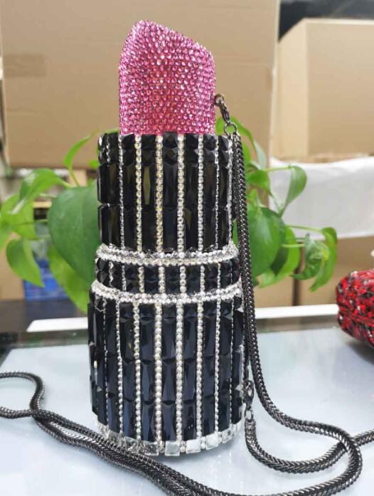 Lipstick Crystal Purse Rhinestone Clutch Evening Handbag bags WAAMII 04 Big Size