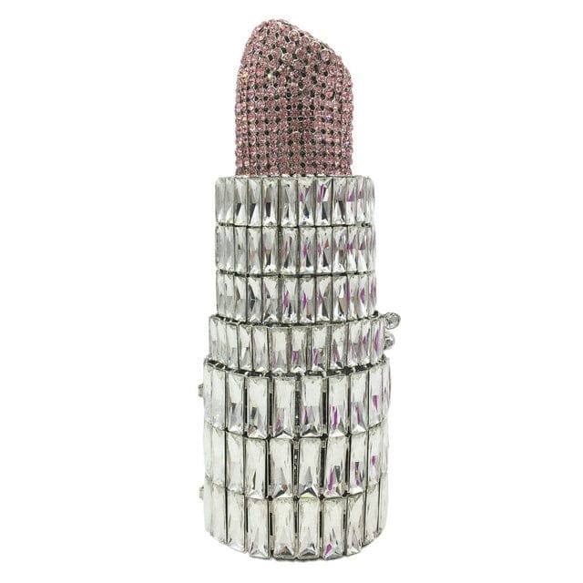 Lipstick Crystal Purse Rhinestone Clutch Evening Handbag bags WAAMII