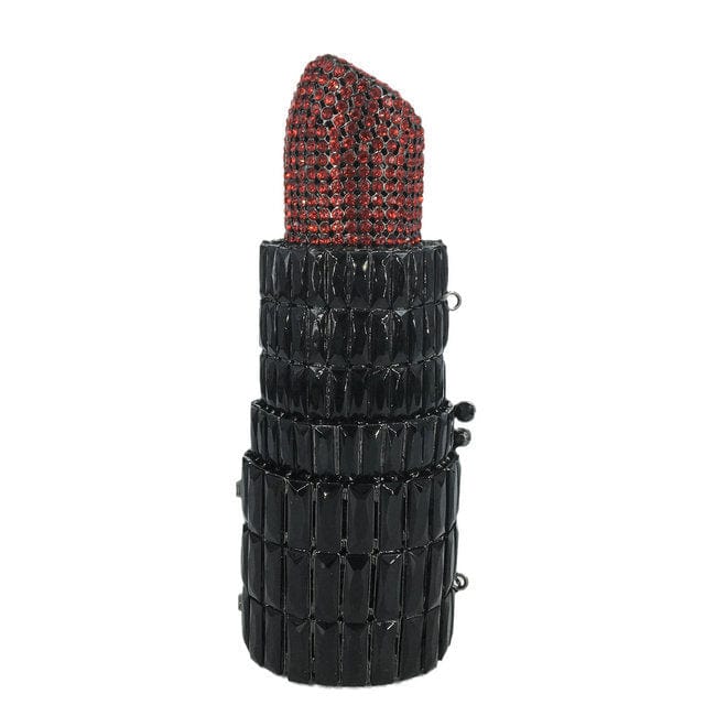 Lipstick Crystal Purse Rhinestone Clutch Evening Handbag bags WAAMII