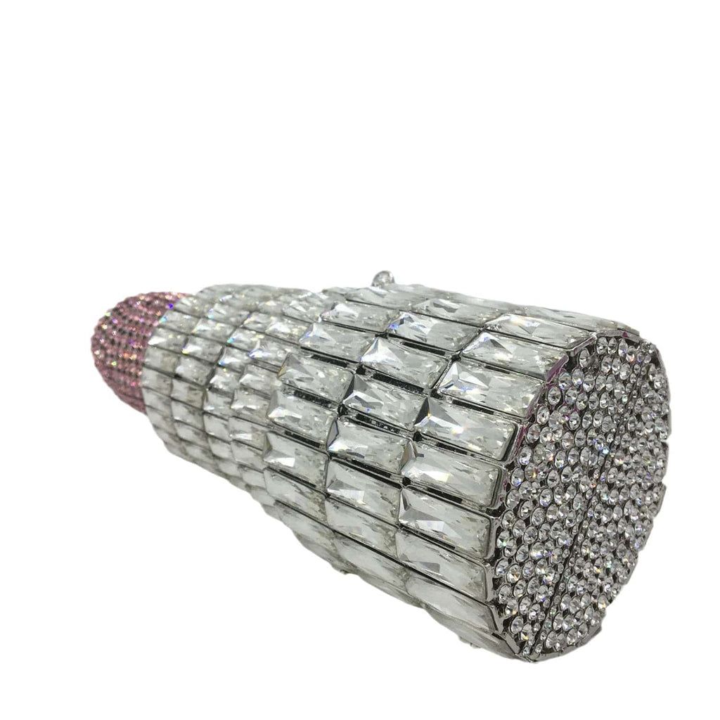 Lipstick Crystal Purse Rhinestone Clutch Evening Handbag - - Luxury bags by WAAMII