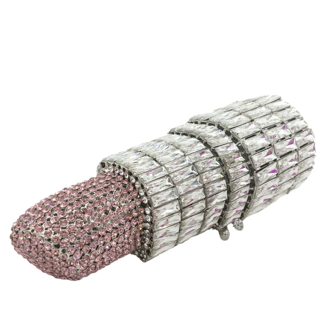 Lipstick Crystal Purse Rhinestone Clutch Evening Handbag - - Luxury bags by WAAMII