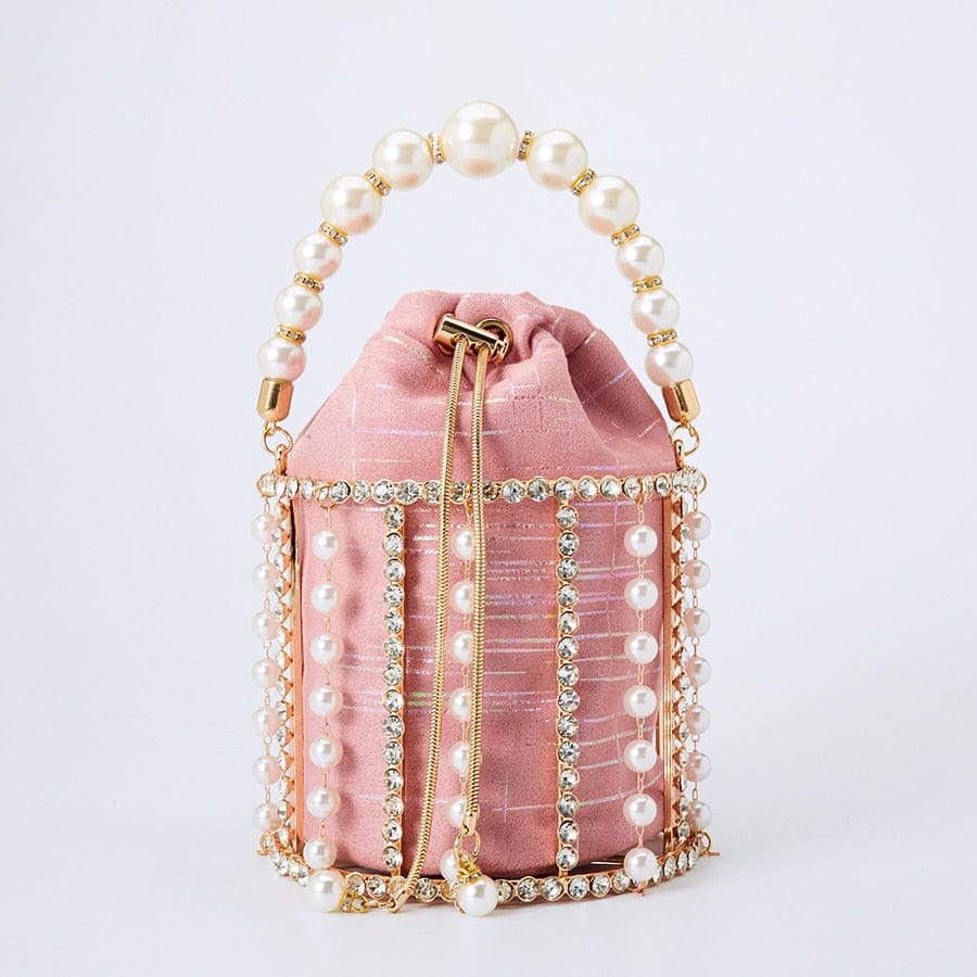Lisa Pearl Beaded Clutch Bridal Handbag bags WAAMII pink L13.5 W13.5 H12cm 