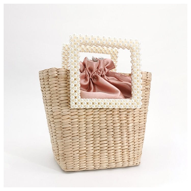 Lona Summer Pearl Straw Top Handle Beach Bag - Classic - Luxury bags by WAAMII