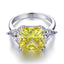 925 Sterling Silver Three-Stone Yellow Canary Created Diamante Ring - - Luxury Jewelry by WAAMII