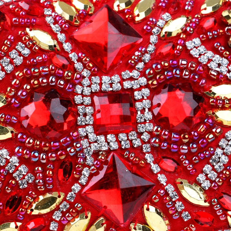 Luxury Beaded Crystal Rhinestone Evening Bag Red Clutch Bag - - Luxury bags by WAAMII