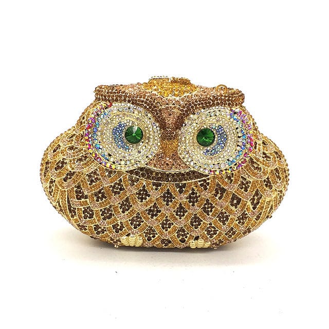 Luxury Crystal Diamond Animal Evening Bag Hollow-Out Owl Clutch bags WAAMII Color 9