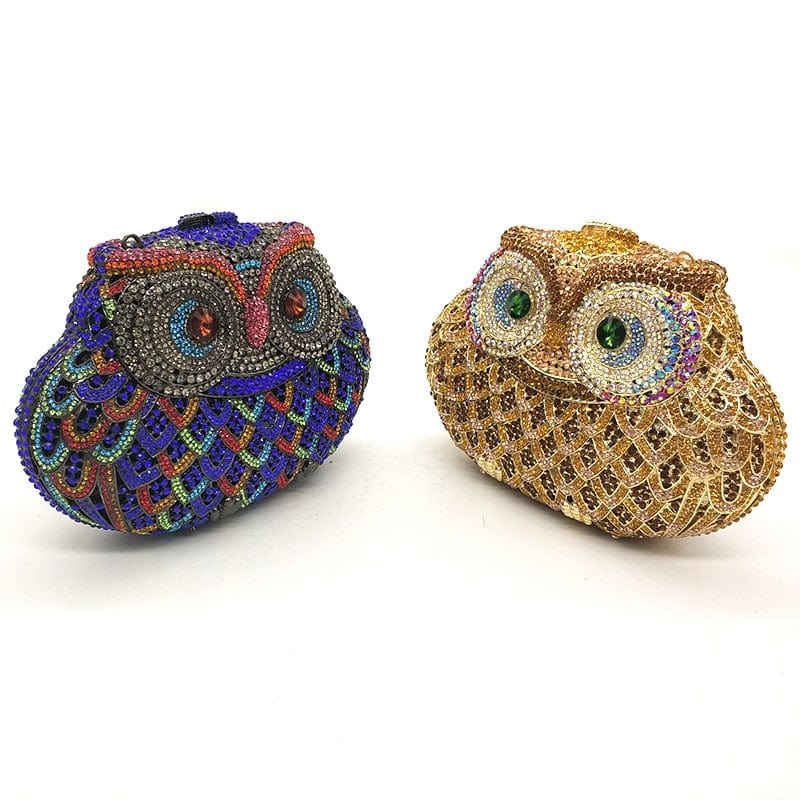 Luxury Crystal Diamond Animal Evening Bag Hollow-Out Owl Clutch bags WAAMII