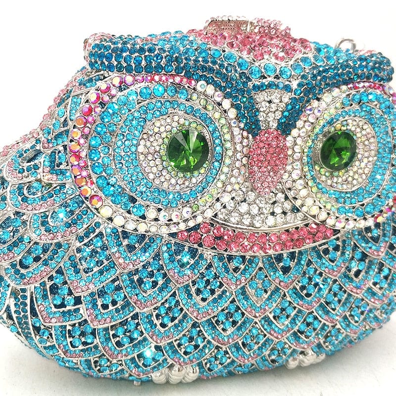 Luxury Crystal Diamond Animal Evening Bag Hollow-Out Owl Clutch bags WAAMII
