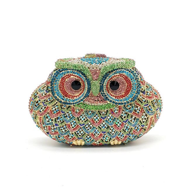 Luxury Crystal Diamond Animal Evening Bag Hollow-Out Owl Clutch bags WAAMII Color 6