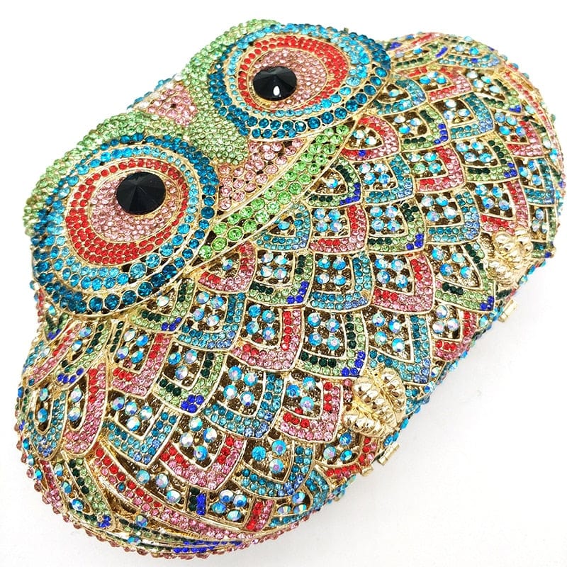 Luxury Crystal Diamond Animal Evening Bag Hollow-Out Owl Clutch bags WAAMII