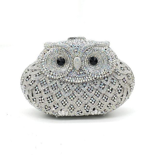 Luxury Crystal Diamond Animal Evening Bag Hollow-Out Owl Clutch - - Luxury bags by WAAMII