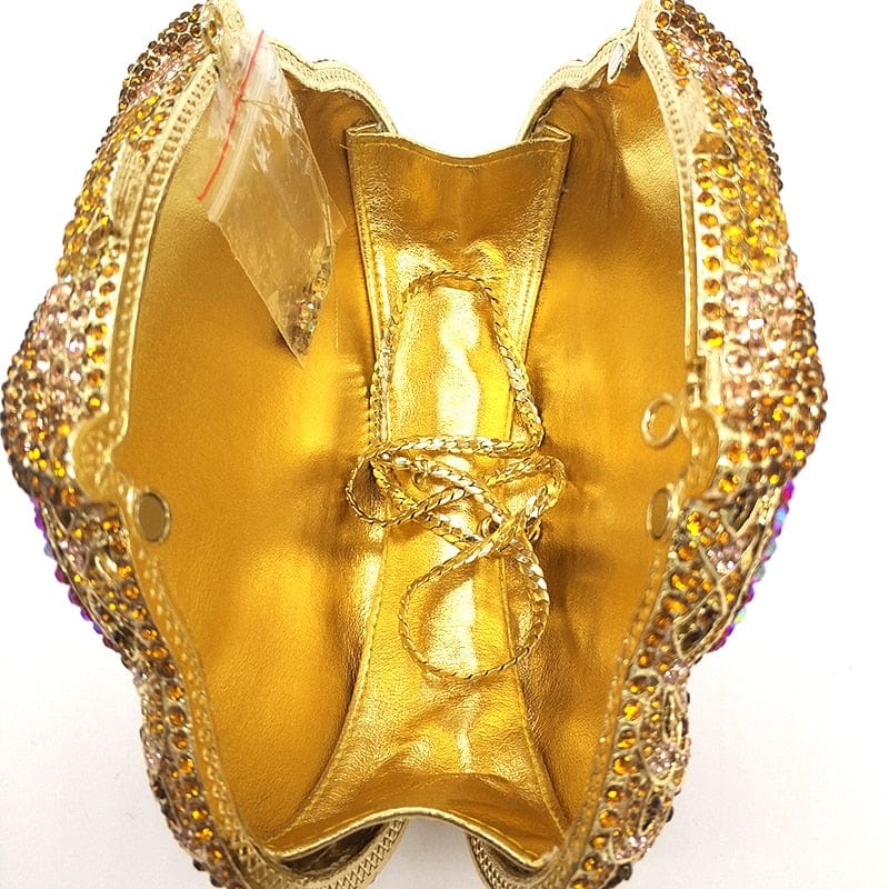 Luxury Crystal Diamond Animal Evening Bag Hollow-Out Owl Clutch bags WAAMII