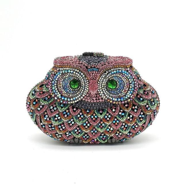 Luxury Crystal Diamond Animal Evening Bag Hollow-Out Owl Clutch - Color 7 - Luxury bags by WAAMII