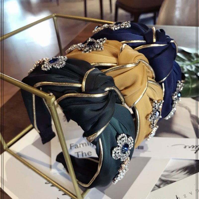 Luxury Fabric Rhinestone Jeweled Boho Headbands Turban Headbands For Girls Women Accessories WAAMII   