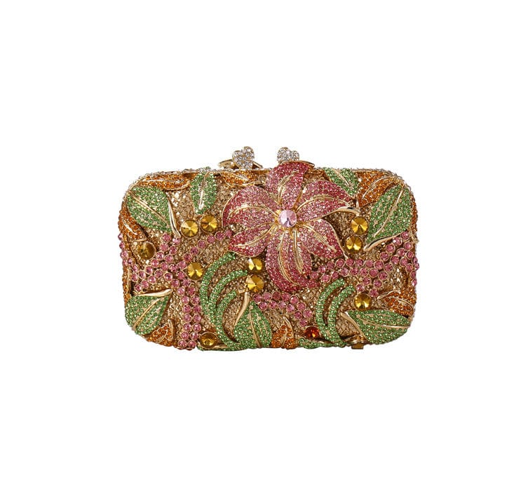 Luxury Lily Flower Diamante Clutch Evening Purse - - Luxury bags by WAAMII