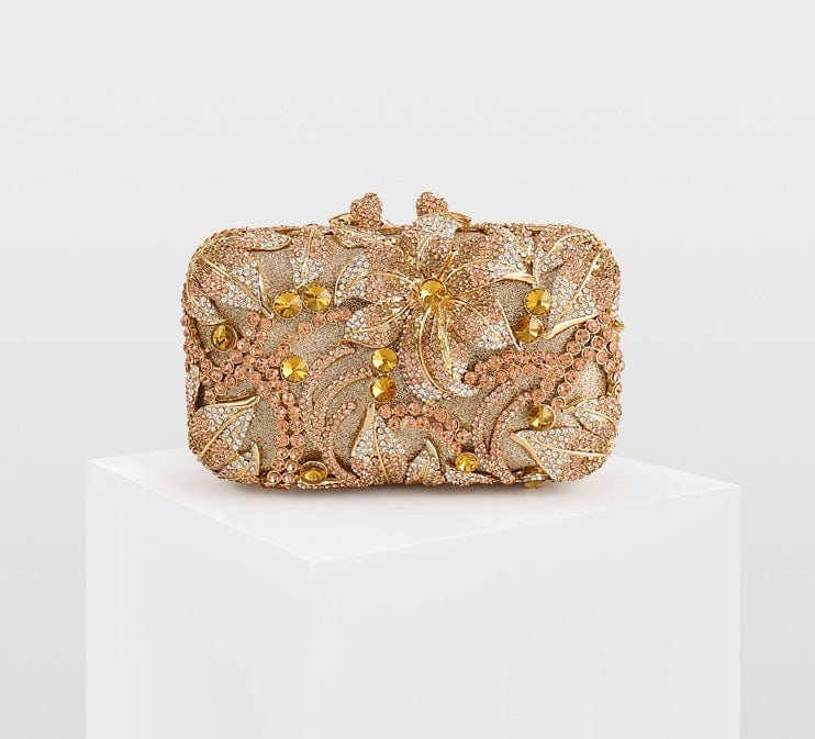 Luxury Lily Flower Diamante Clutch Evening Purse - - Luxury bags by WAAMII