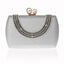 Luxury Pearl Clasp Glittery Crystal Rhinestone Clutch - Silver - Luxury bags by WAAMII