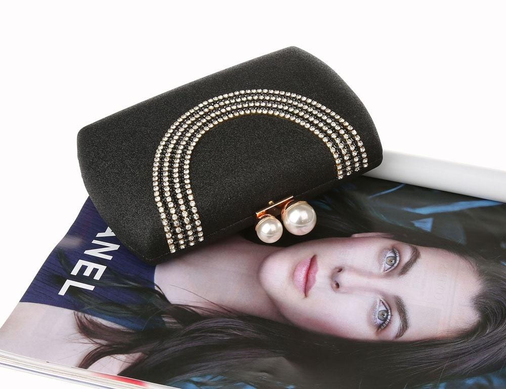 Luxury Pearl Clasp Glittery Crystal Rhinestone Clutch - - Luxury bags by WAAMII