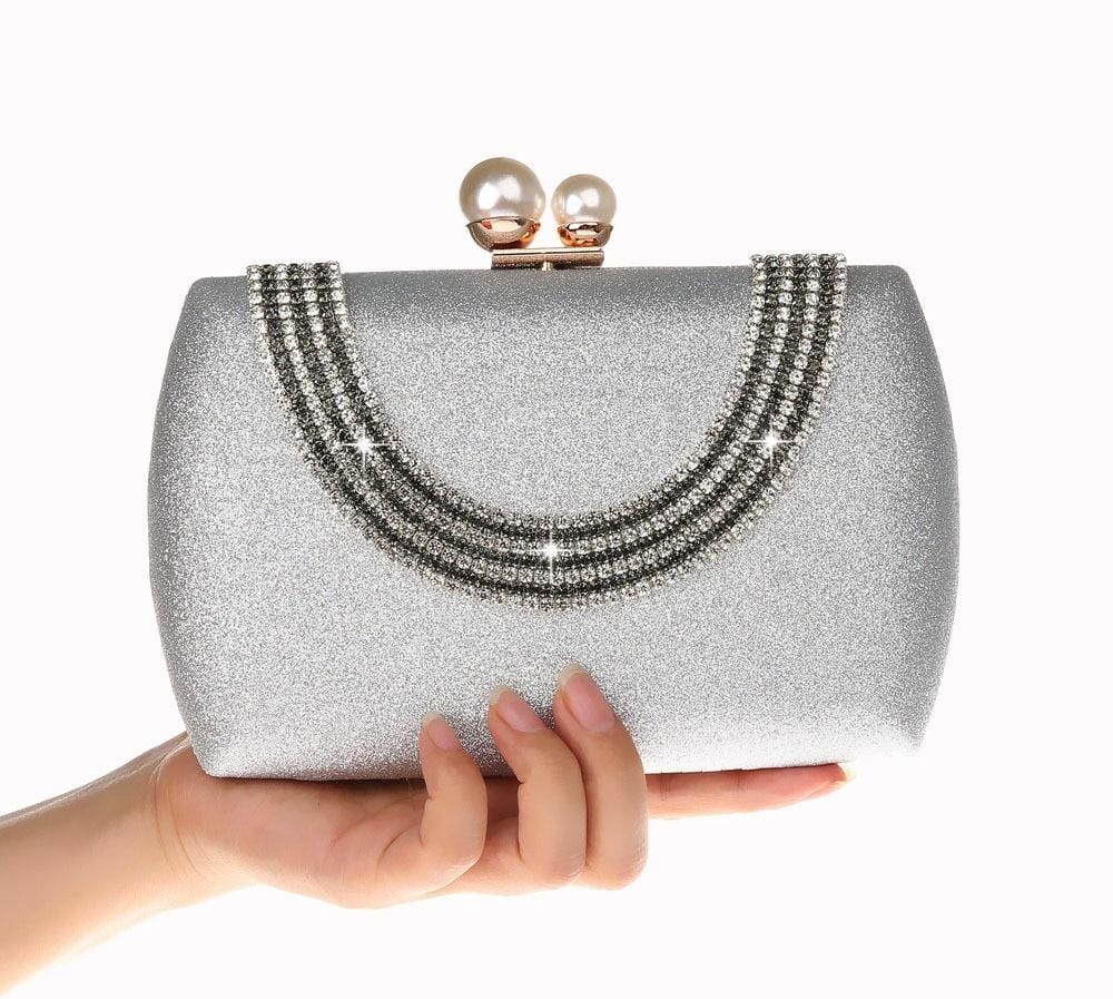 Luxury Pearl Clasp Glittery Crystal Rhinestone Clutch - - Luxury bags by WAAMII