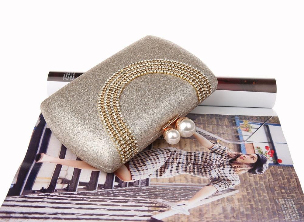 Luxury Pearl Clasp Glittery Crystal Rhinestone Clutch - - Luxury bags by WAAMII