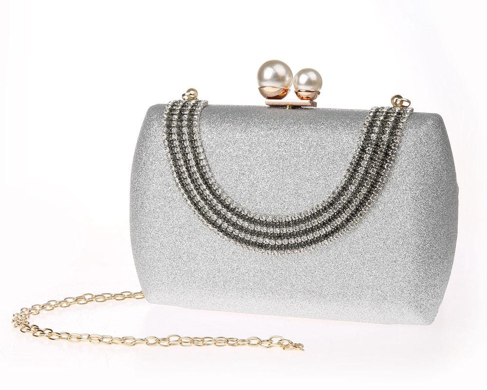 Luxury Pearl Clasp Glittery Crystal Rhinestone Clutch - - Luxury bags by WAAMII
