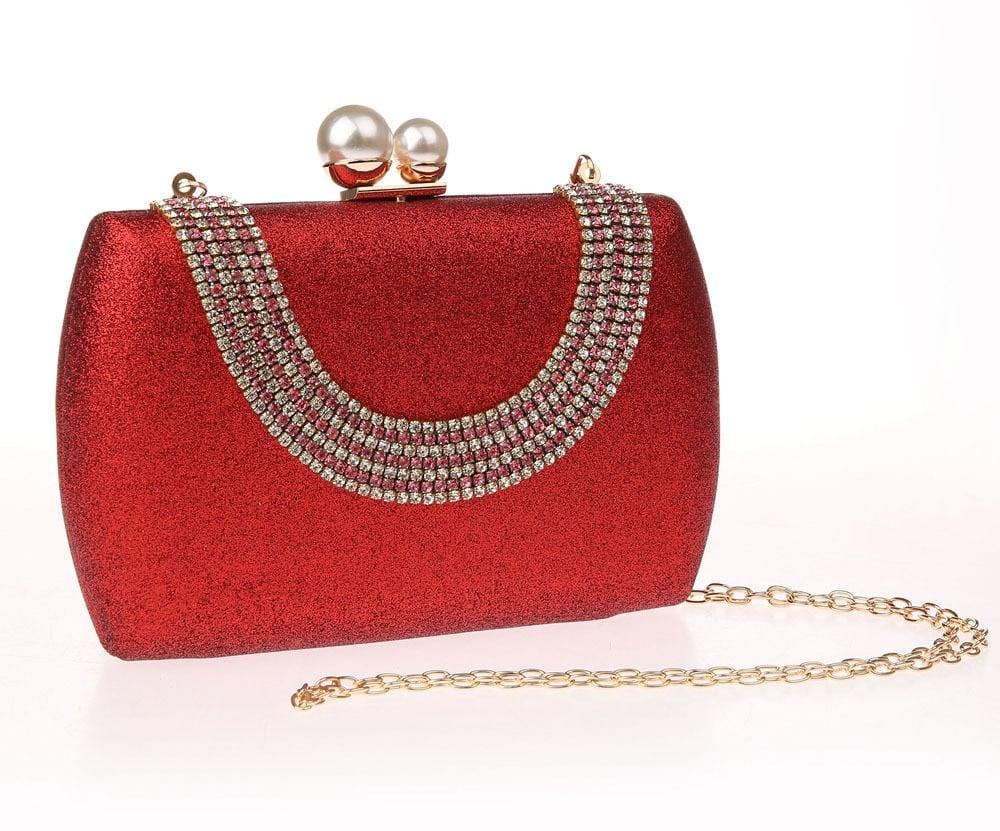 Luxury Pearl Clasp Glittery Crystal Rhinestone Clutch - - Luxury bags by WAAMII