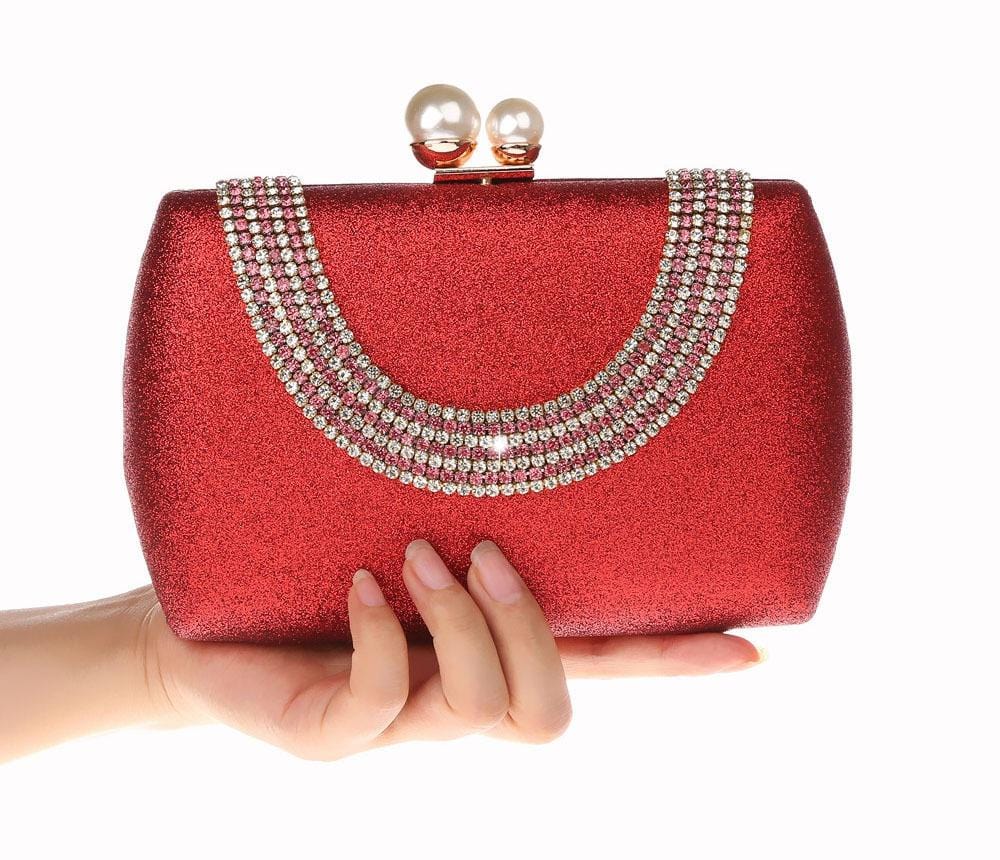 Luxury Pearl Clasp Glittery Crystal Rhinestone Clutch - - Luxury bags by WAAMII