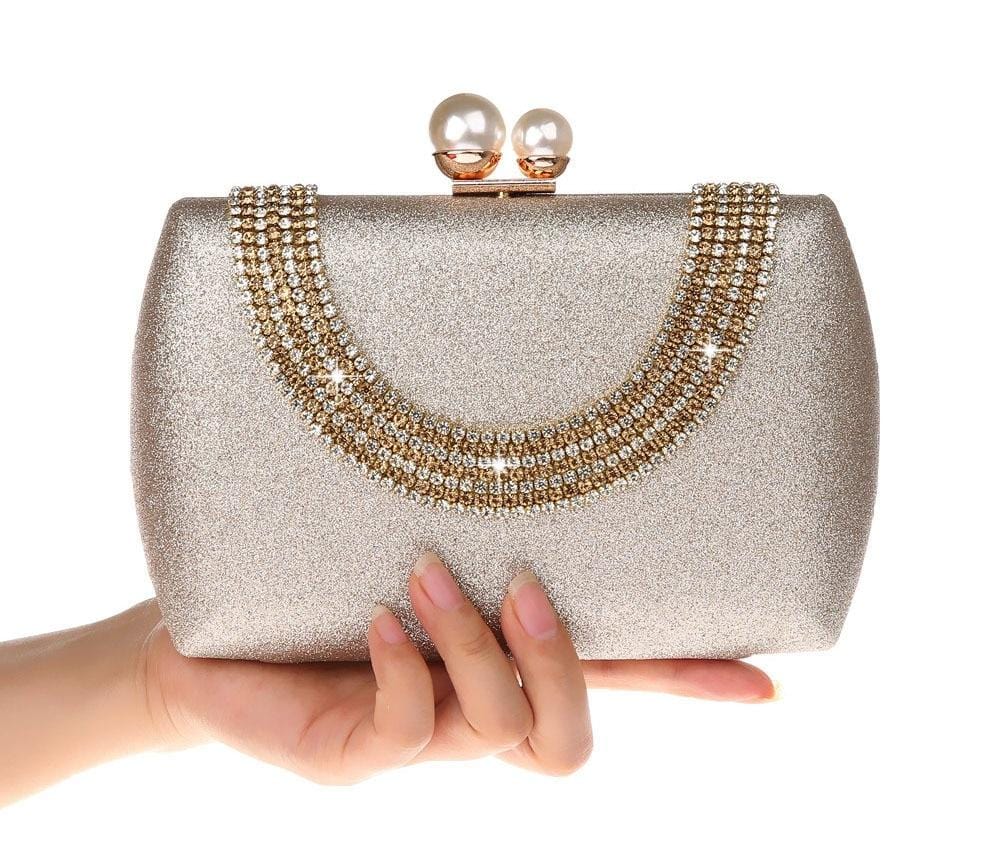 Luxury Pearl Clasp Glittery Crystal Rhinestone Clutch - - Luxury bags by WAAMII