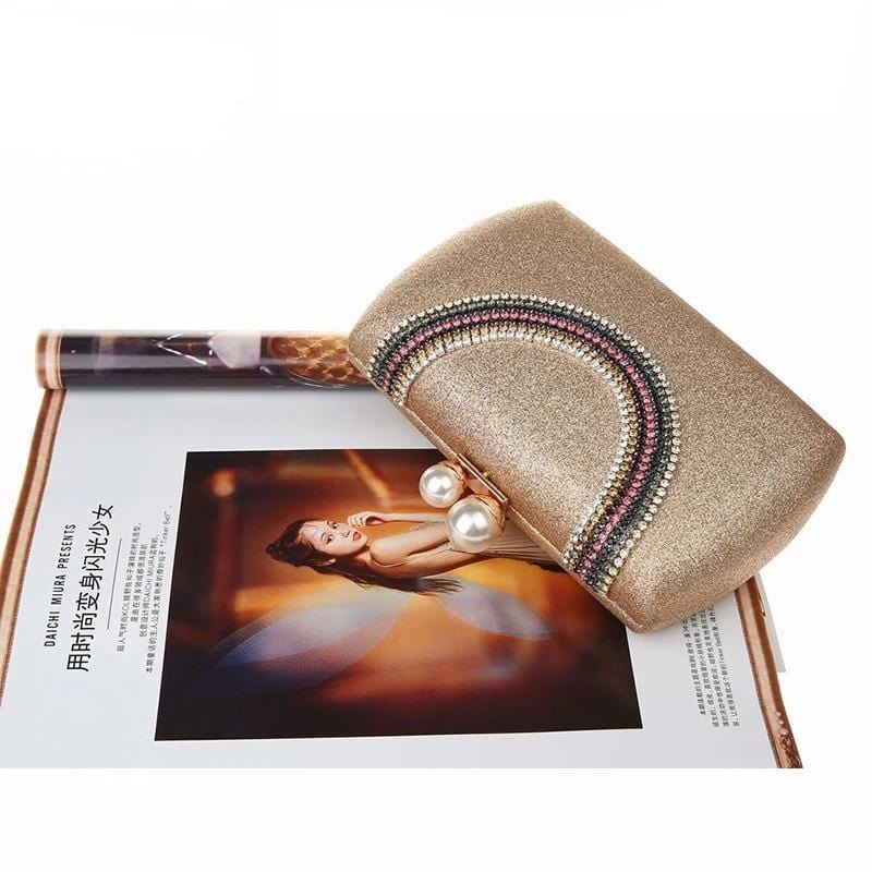 Luxury Pearl Clasp Glittery Crystal Rhinestone Clutch - - Luxury bags by WAAMII