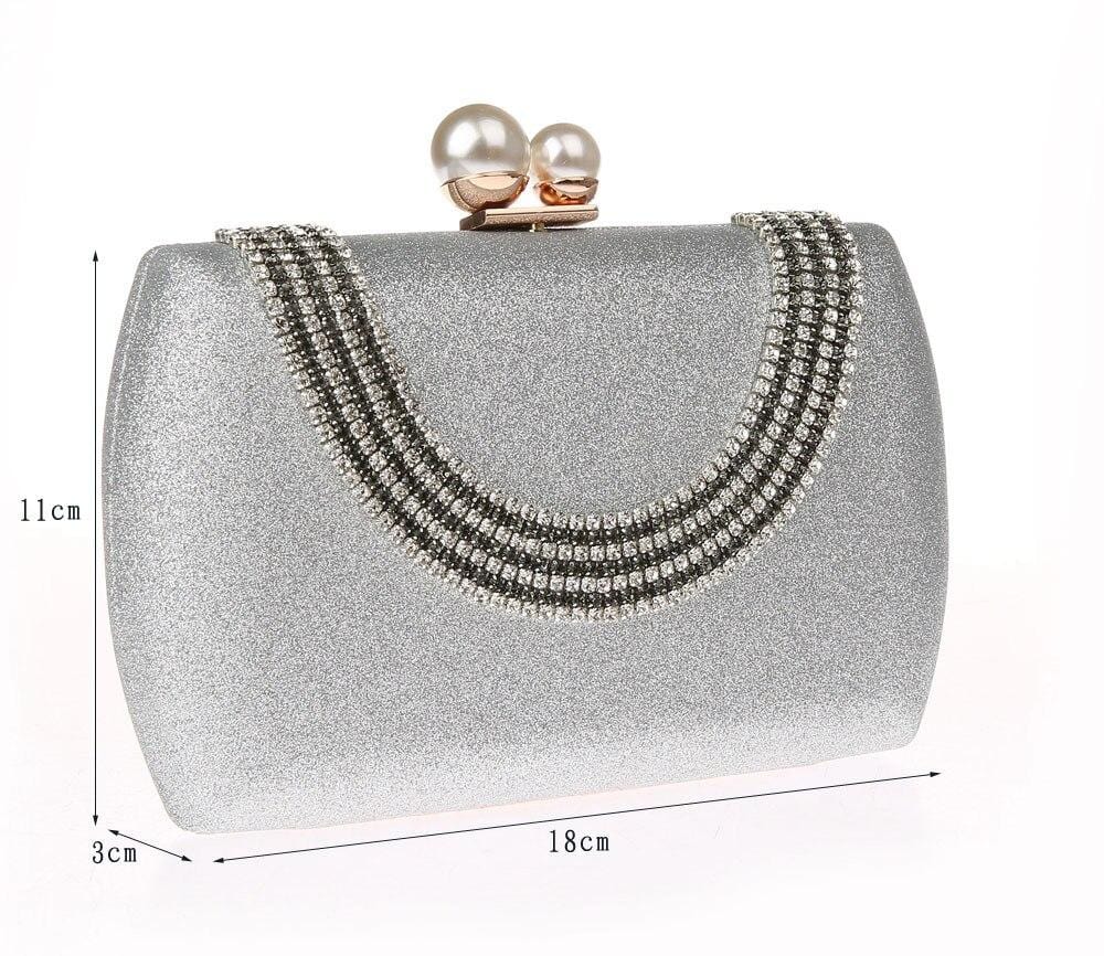 Luxury Pearl Clasp Glittery Crystal Rhinestone Clutch - - Luxury bags by WAAMII