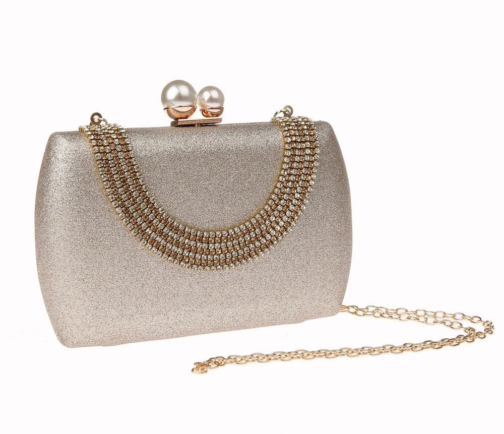Luxury Pearl Clasp Glittery Crystal Rhinestone Clutch - - Luxury bags by WAAMII