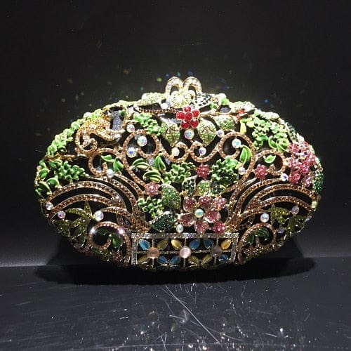 Luxury Rhinestone Crystal Oval Clutch Ladies Purse - black 21CM - Luxury bags by WAAMII