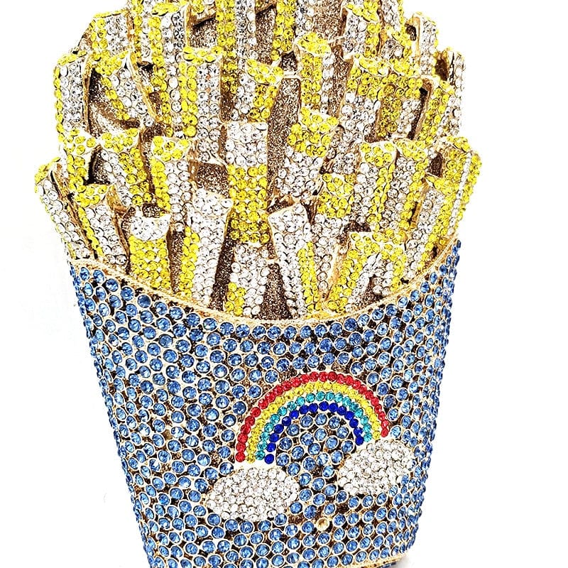 Luxury Rhinestone French Fries Evening Clutch - - Luxury bags by WAAMII