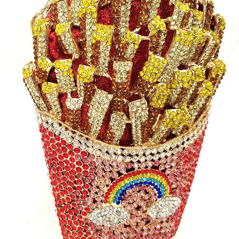 Luxury Rhinestone French Fries Evening Clutch bags WAAMII