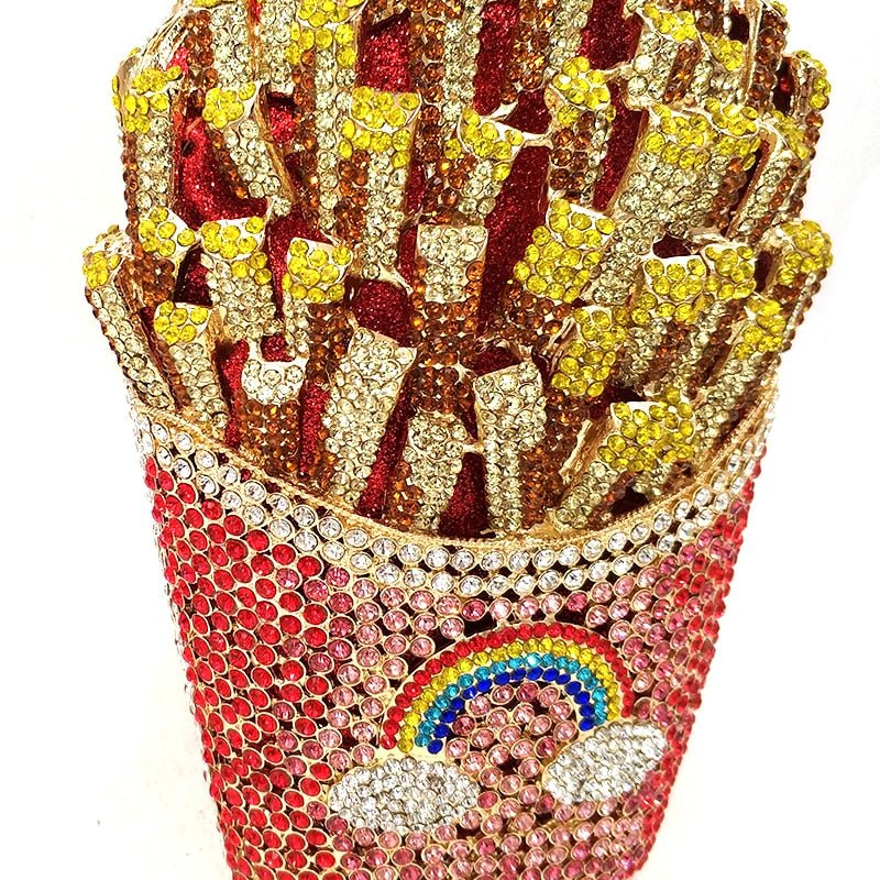 Luxury Rhinestone French Fries Evening Clutch bags WAAMII   