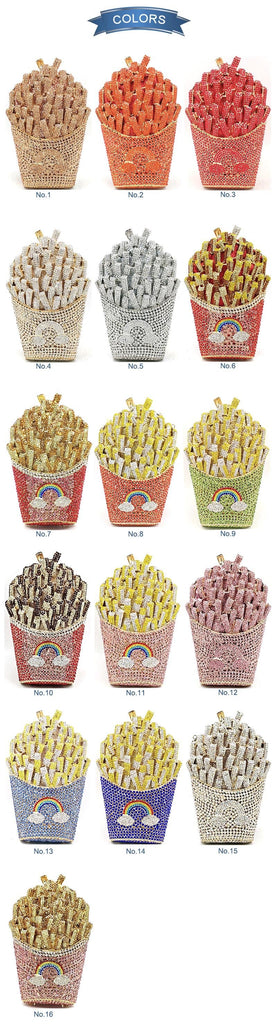 Luxury Rhinestone French Fries Evening Clutch bags WAAMII