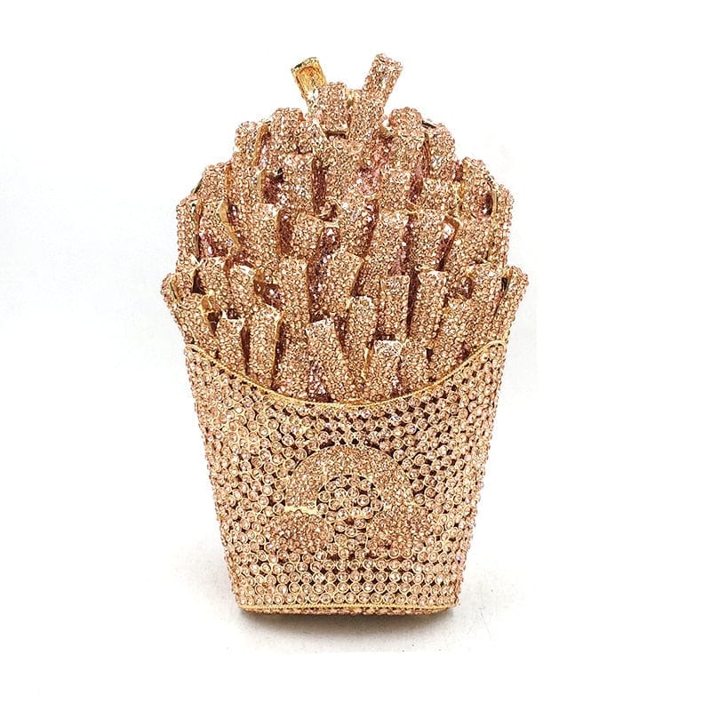 Luxury Rhinestone French Fries Evening Clutch - - Luxury bags by WAAMII