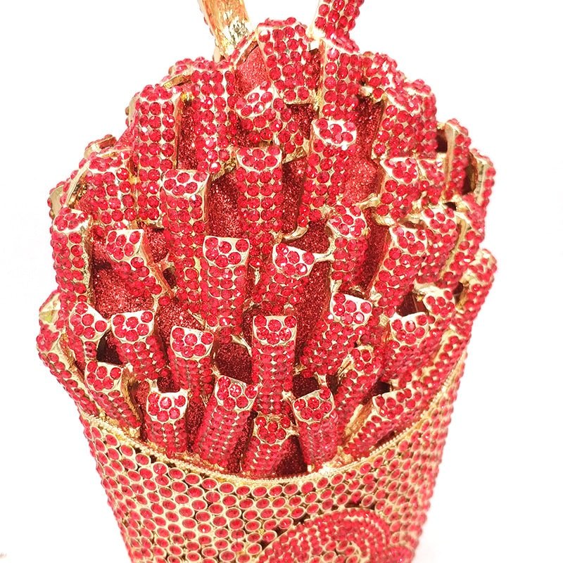Luxury Rhinestone French Fries Evening Clutch bags WAAMII