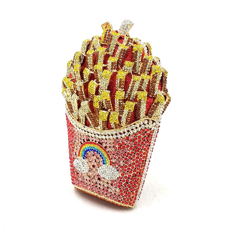 Luxury Rhinestone French Fries Evening Clutch bags WAAMII